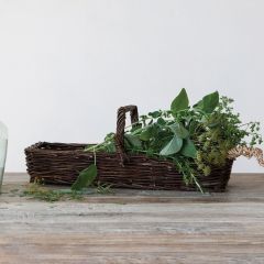 Woven Rectangular Reed Basket with Handle