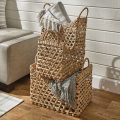 Woven Scoop Basket With Handles Set of 3