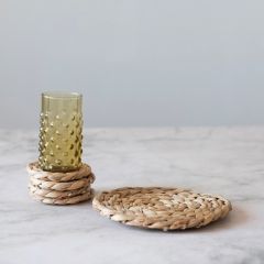 Woven Water Hyacinth Trivet and Coaster 5 Piece Set