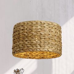 Woven Wicker Hanging Drum Light