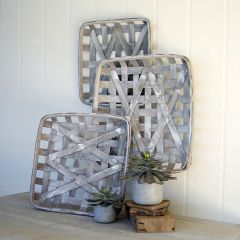 Woven Wood Tobacco Baskets Set of 3