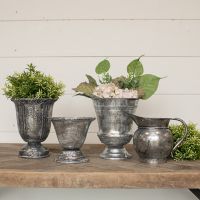 Aged Metal Vase Collection Set of 4