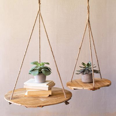 Recycled Wood Round Hanging Display Boards Set of 2