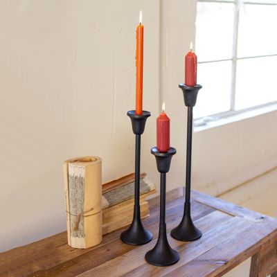 Dark Metal Taper Candle Stand Set of 3