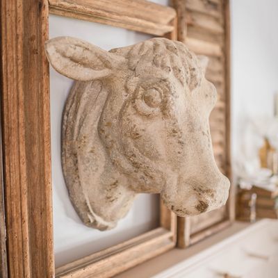 Decorative Weathered Cow Head Wall Mount