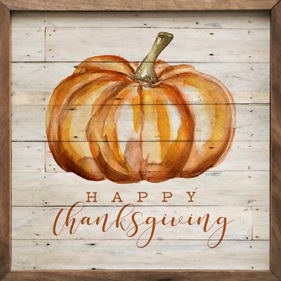 Happy Thanksgiving Pumpkin Whitewash Wall Art