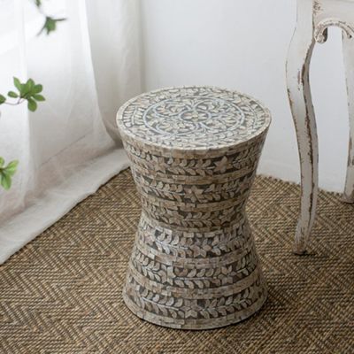 Tapered Symmetrical Patterned Accent Stool