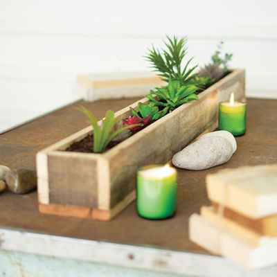 Recycled Wood Box Centerpiece Planter