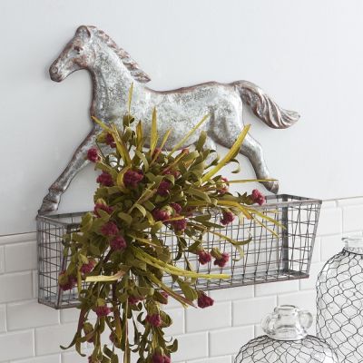 Horse Accent Tin Wall Basket