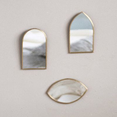Wall Mirror in Metal Frame Set of 3