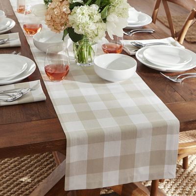 Tan and White Buffalo Check Country Table Runner