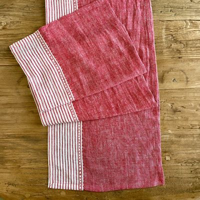 Linen Table Runner With Pinstripes