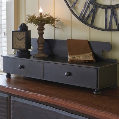 2 Drawer Aged Black Counter Shelf