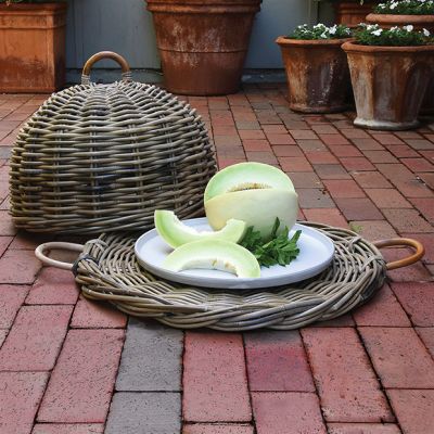 2 Piece Rattan Food Cover With Handles