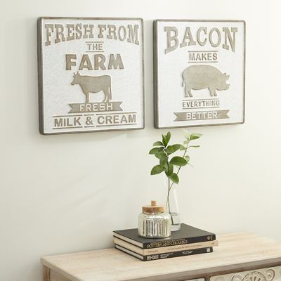Farmhouse Inspired Metal Wall Signs Set of 2