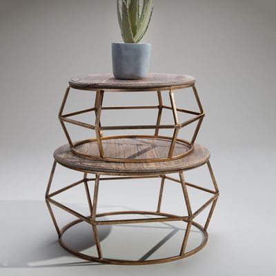 Modern Round Tabletop Plant Stand Set of 2
