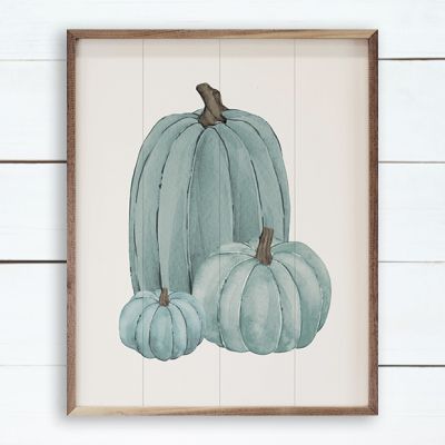 Pumpkin Trio Blue Wall Art