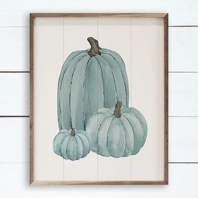 Pumpkin Trio Blue Wall Art