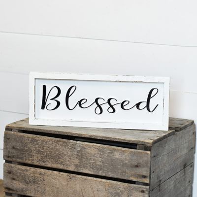 Distressed Tin Blessed Framed Sign