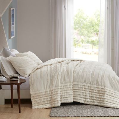 3 Piece Chenille Stripe Comforter Set