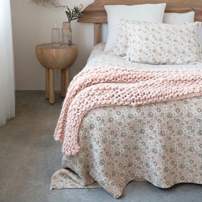 3 Piece Cotton Floral Pattern Bed Cover Set