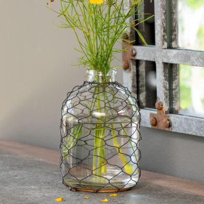 Wire Wrapped Glass Bottle Vase