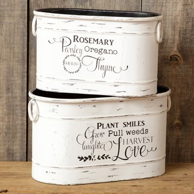 Herb and Plant Country Containers Set of 2