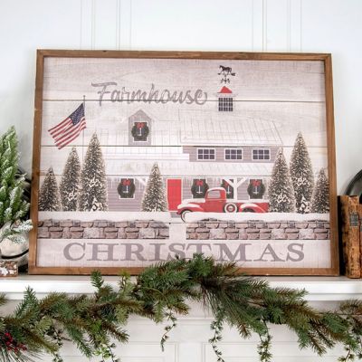 Wood Frame and Slats Farmhouse Christmas Sign