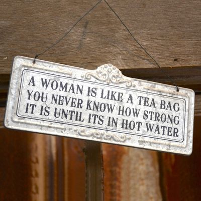 Hanging Stamped Metal Inspirational Sign Tea