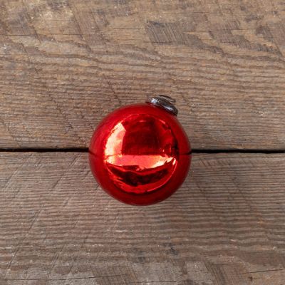 4.5 Inch Antiqued Ruby Shiny Glass Ball Ornament