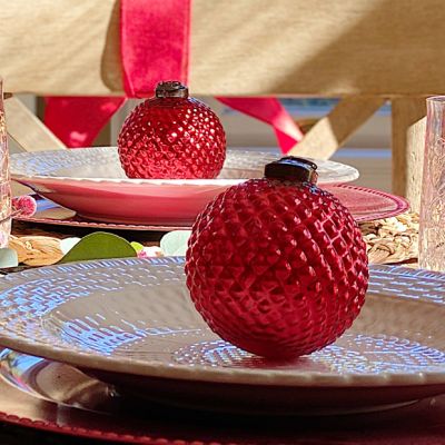 4 Inch Textured Ball Christmas Ornament