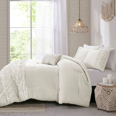 4 Piece Simply Classic Ruched Cotton Comforter Set