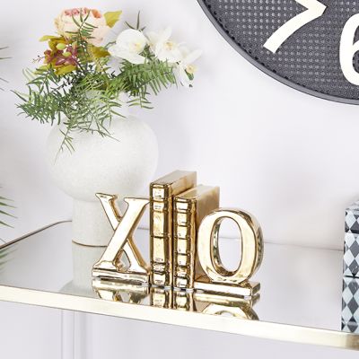 4 Piece X and O Modern Bookend Collection