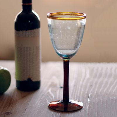 Amber Rimmed Wine Glass Set of 2
