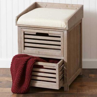 Cushioned Farm Stool With Drawers