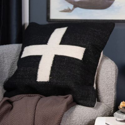 Embroidered Swiss Cross Accent Pillow