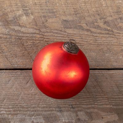 6 Inch Antiqued Ruby Matte Glass Ball Ornament