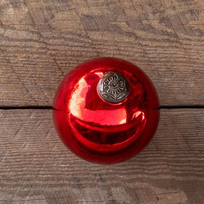6 Inch Antiqued Ruby Shiny Glass Ball Ornament