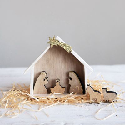 6 Piece Wooden Farmhouse Nativity Set