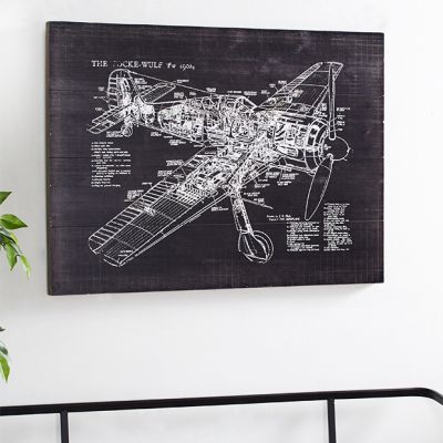 Airplane Diagram Wood Wall Decor