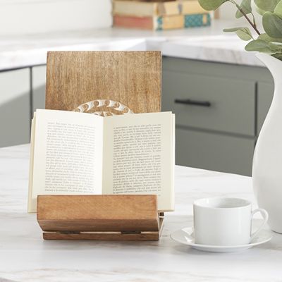 Patterned Wooden Tabletop Book Holder