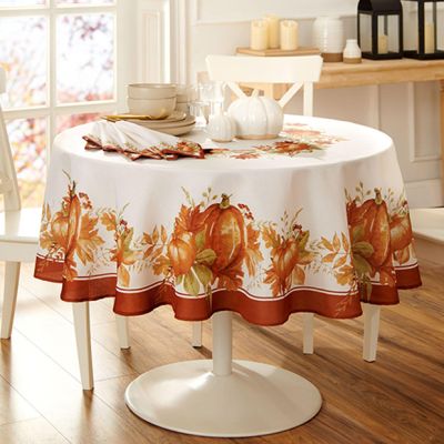 Autumn Pumpkins Round Tablecloth