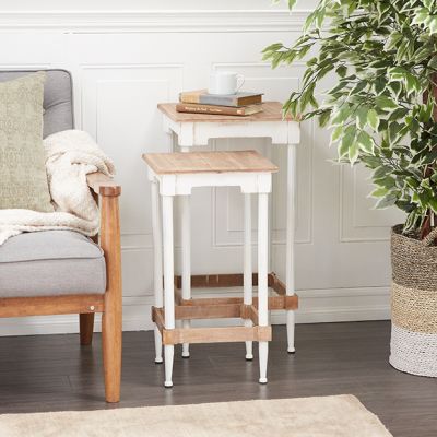 Chic Farmhouse Accent Tables Set of 2