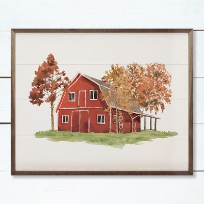 Autumn Red Barn Framed Wall Art