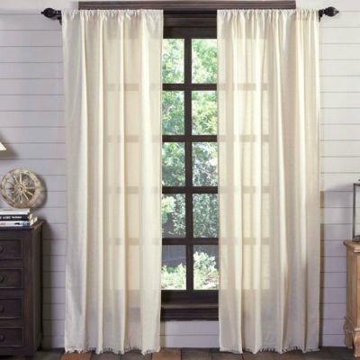 Tobacco Cloth Fringed Curtains Set of 2