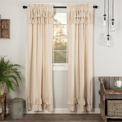 84 Inch Simply Chic Ruffled Linen Curtain Panel Set of 2