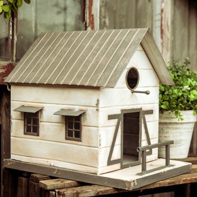 Decorative Farmhouse Birdhouse With Awning