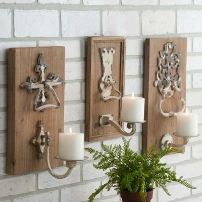 Wall Sconce With Knob Detail Set of 3