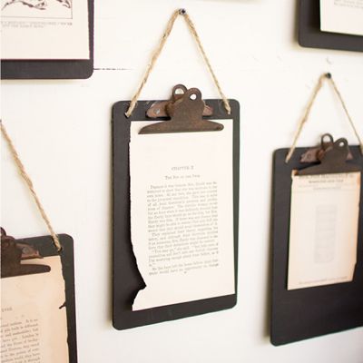 Hanging Black Metal Clip Boards Set of 6