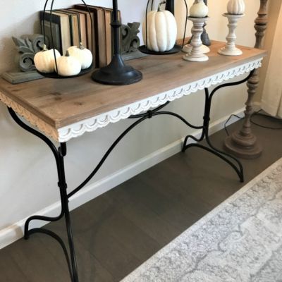 Elegant Chippy Paint Scalloped Console Table